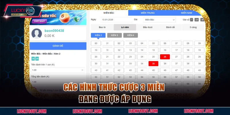 Các hình thức cược 3 miền đang được áp dụng