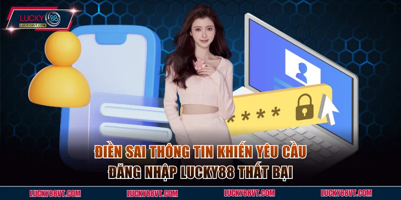 Điền sai thông tin khiến yêu cầu đăng nhập Lucky88 thất bại